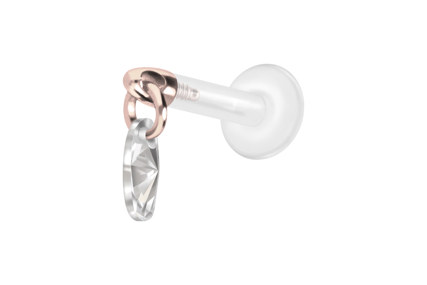 PTFE Labret Piercing mit Innengewinde + Titan-Aufsatz KRISTALLOVAL